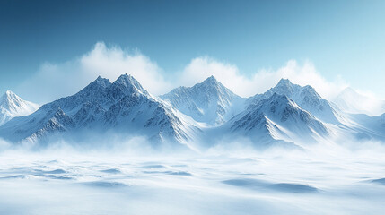 White snowy mountains under a vibrant blue sky symbolizing travel lifestyle resilience and challenges ideal for adventurous journeys or serene getaways capturing nature's majestic and inspiring essenc