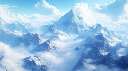 White snowy mountains under a vibrant blue sky symbolizing travel lifestyle resilience and challenges ideal for adventurous journeys or serene getaways capturing nature's majestic and inspiring essenc