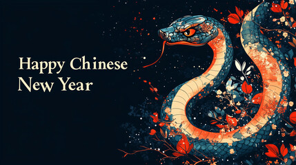 Happy Chinese New Year with a Colorful Snake Illustration