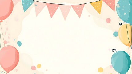 Festive Birthday Background With Balloons And Bunting