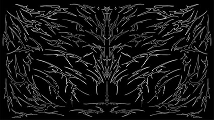 gothic symmetrical abstract sharp vector ornamental lines patterns, ideal for dark-themed designs and tattoo concept decoration