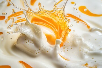 Yogurt and sour cream splashing out from a container, creating a frothy texture.
