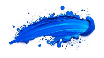 Blue Paint Stroke Isolated on White Background