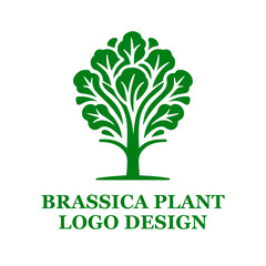 Obraz premium Green Brassica Plant Logo Design with Stylized Leaves and Fields - Eco-Friendly Branding Concept