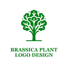 Obraz premium Green Brassica Plant Logo Design with Stylized Leaves and Fields - Eco-Friendly Branding Concept