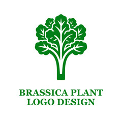 Obraz premium Green Brassica Plant Logo Design with Stylized Leaves and Fields - Eco-Friendly Branding Concept