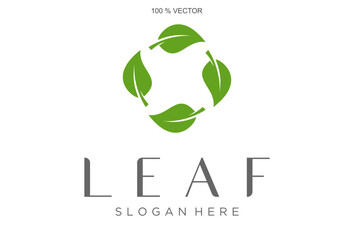 green leaf icons logo design vector template