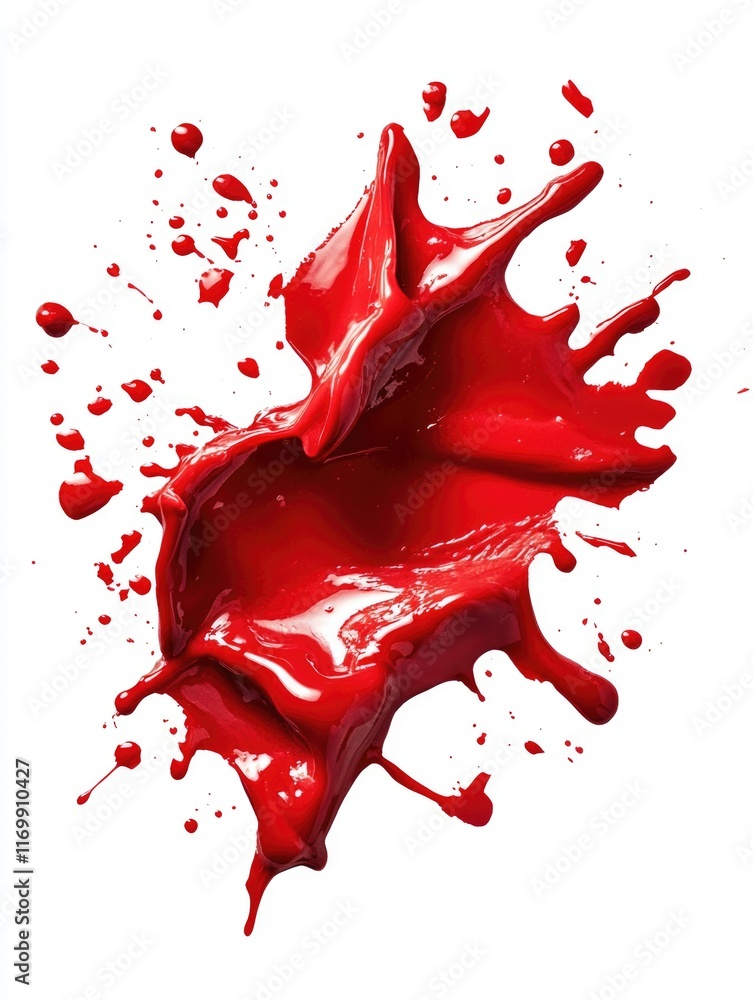 Aufkleber red paint splatters on white background, creating an abstract and dynamic image.