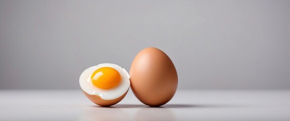 A perfectly balanced egg standing upright, isolated on a bright background