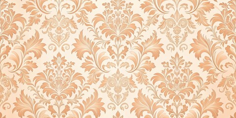 Elegant floral damask pattern with soft peach and blush hues on a cream background