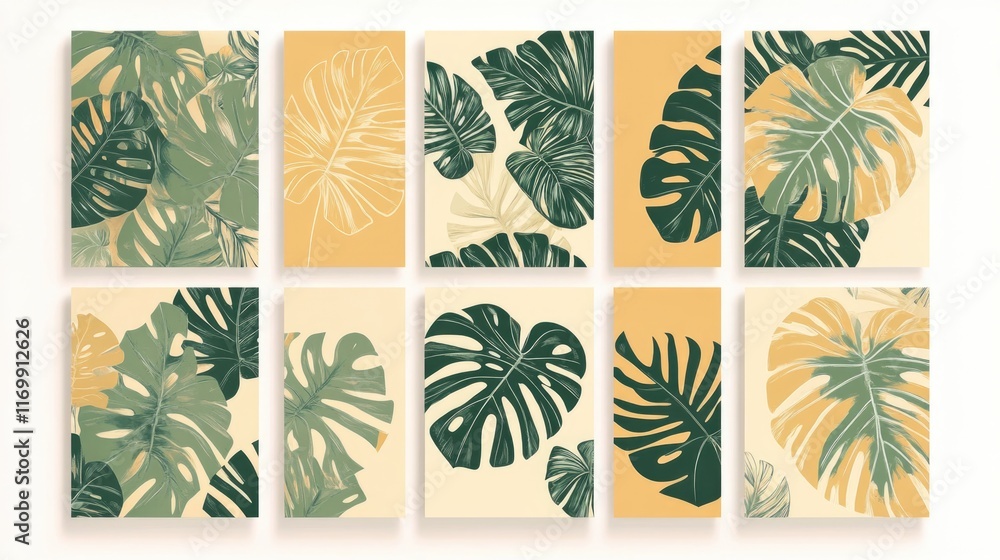 Aufkleber series of images of leaves and vines. the images are all different sizes and are arranged in a grid.