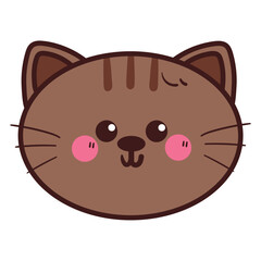 hand drawing cartoon cat head. cute animal drawing, doodle for sticker and icon