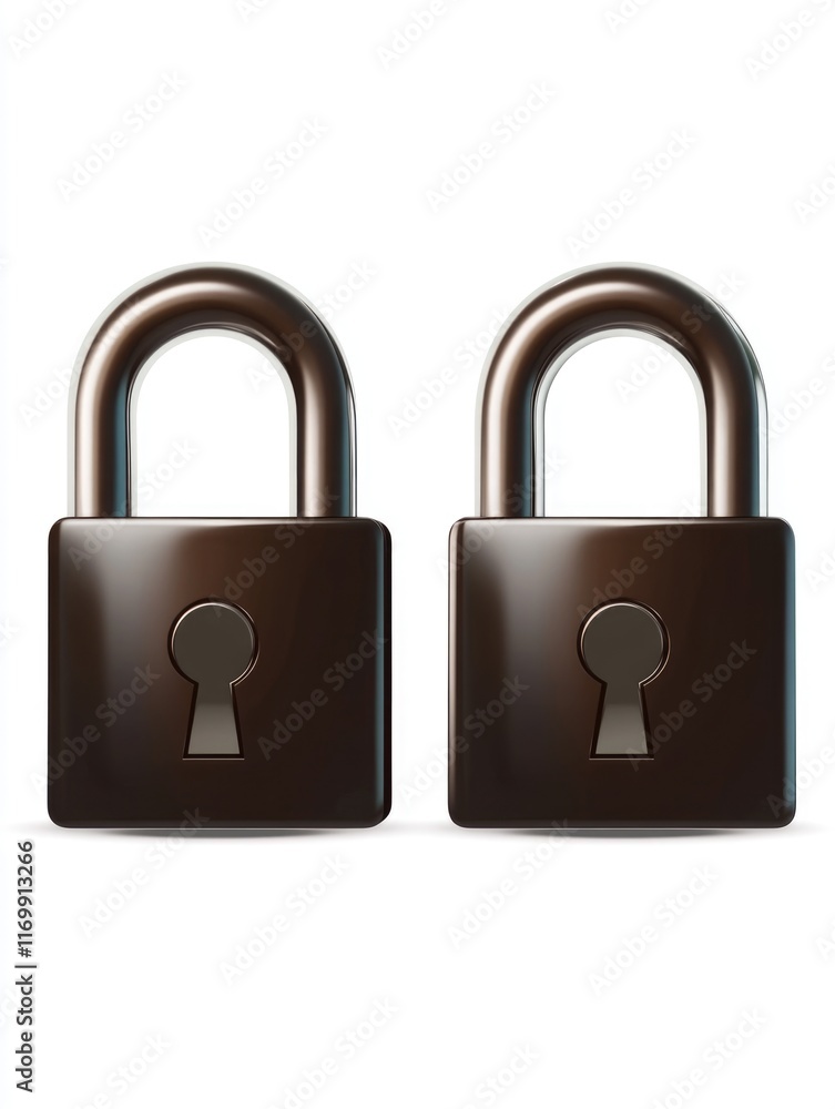 Poster two locks with a keyhole in the middle. the locks are brown and have a shiny finish