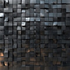 Dark squares abstract background. Realistic wall of cubes