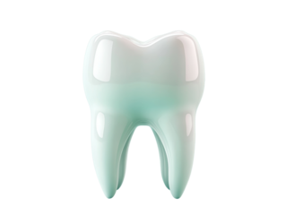 A shiny, healthy tooth with a minty sheen.