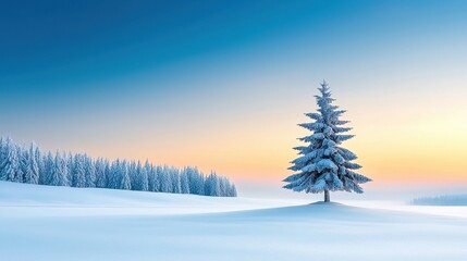 [winter landscape photography photography snowcovered frozen] Winter Evening Serenity Snow-Covered Landscape Under Golden Sunset