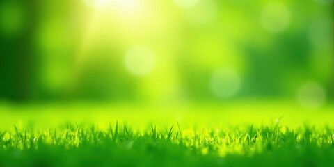 Fototapeta premium Vibrant Green Grass Meadow in Soft Sunlight, Perfect Nature Background