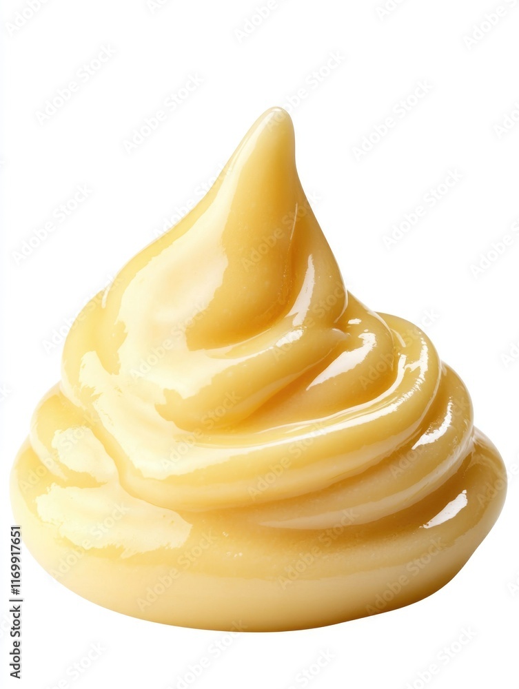 Poster yellow blob with a pointy end. it looks like a blob of cream or something similar