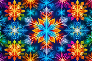 snowflake   background Geometric Background  a pattern of glowing multicolor ice mosaic