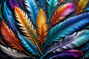 mosaic like feather Geometric Background    a pattern of glowing multicolor ice mosaic  
