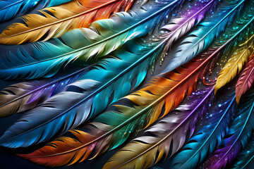 mosaic like feather Geometric Background    a pattern of glowing multicolor ice mosaic  