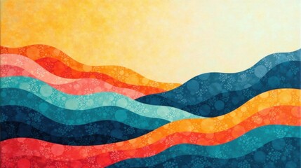 Abstract Colorful Wavy Landscape with Textured Patterns and a Bright Background