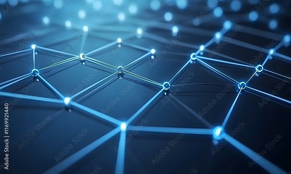 Poster abstract network connection glowing nodes.