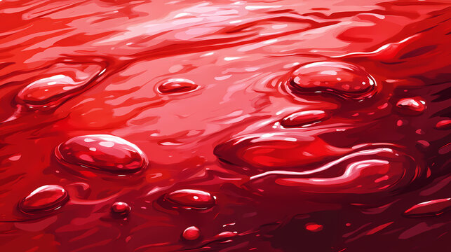 Vibrant red droplets cascading on a mesmerizing surface. Sanguine. Illustration