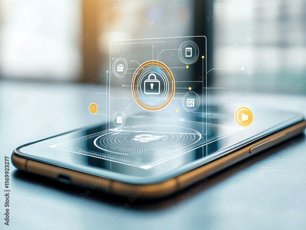 Aufkleber mobile security measures protecting personal data in a digital age technology environment close-up v