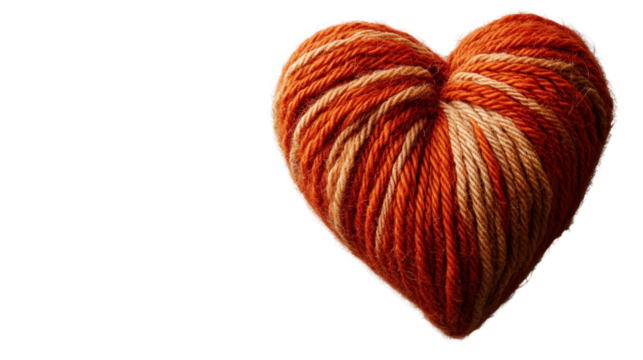 Colorful heart made of yarn thread.
