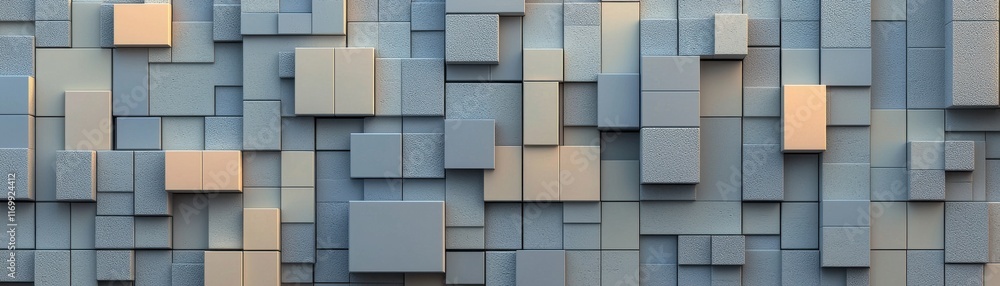 Aufkleber abstract geometric pattern with blue and beige rectangular shapes.