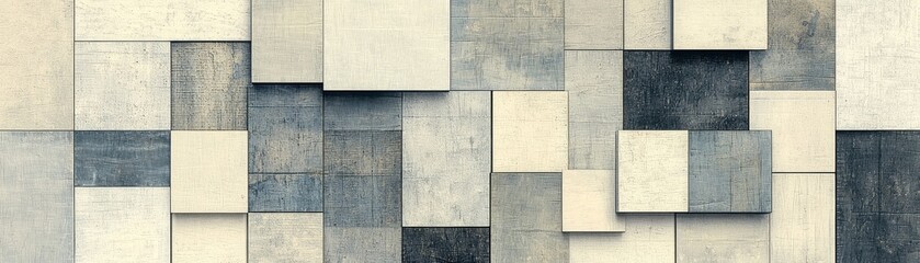 Fototapeta premium Abstract geometric pattern with varying shades of grey and white.