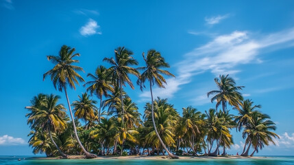 Obraz premium Majestic coconut trees under a vibrant blue sky with amazing details and perfect composition, high-definition photography showcasing tropical beauty.