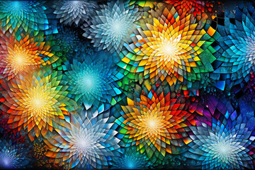 Geometric Background  padovan sequence background  a pattern of glowing multicolor ice mosaic   