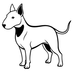 Bull Terrier Silhouette Vector on White Background