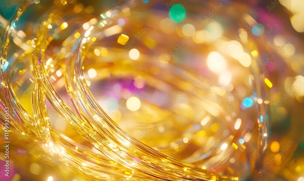 Poster golden led string lights bokeh.