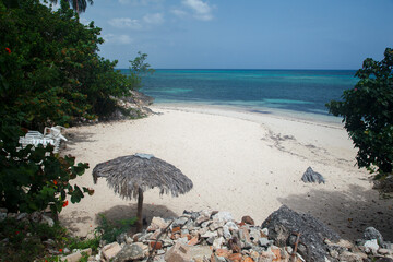 Beach Umbrella at the beautiful tranquil beach at Club Amigo Guardalavaca resort hotel,,...
