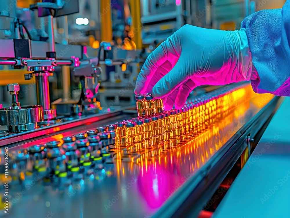 Poster precision handwork in modern automated manufacturing process.