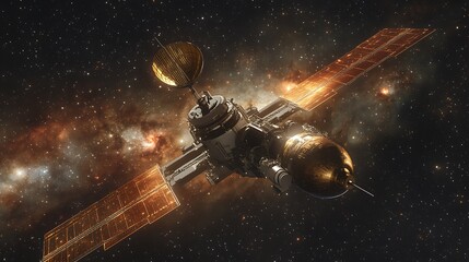 Naklejka premium Spacecraft Traveling Through A Starry Nebula