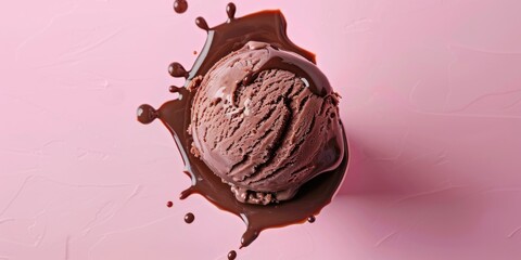 Chocolate ice cream melting with a rich, indulgent flavor.