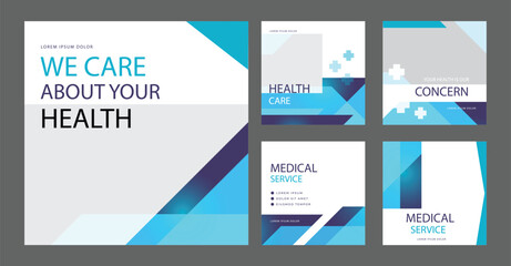 Professional medical healthcare service social media post template design. Clinic or hospital digital marketing flyer for web. Creative health business promotion banner for doctor, dentist with logo.