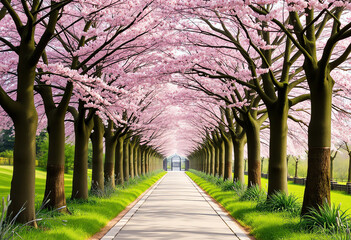 Enchanting Cherry Blossom Pathway A Serene Escape