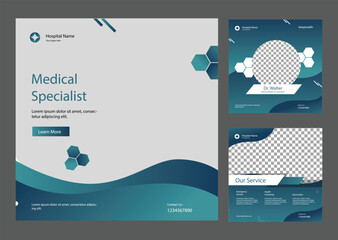 Collection of modern social media post templates. Suitable for health webinars, health poster, business webinar, online classes and other online seminars.