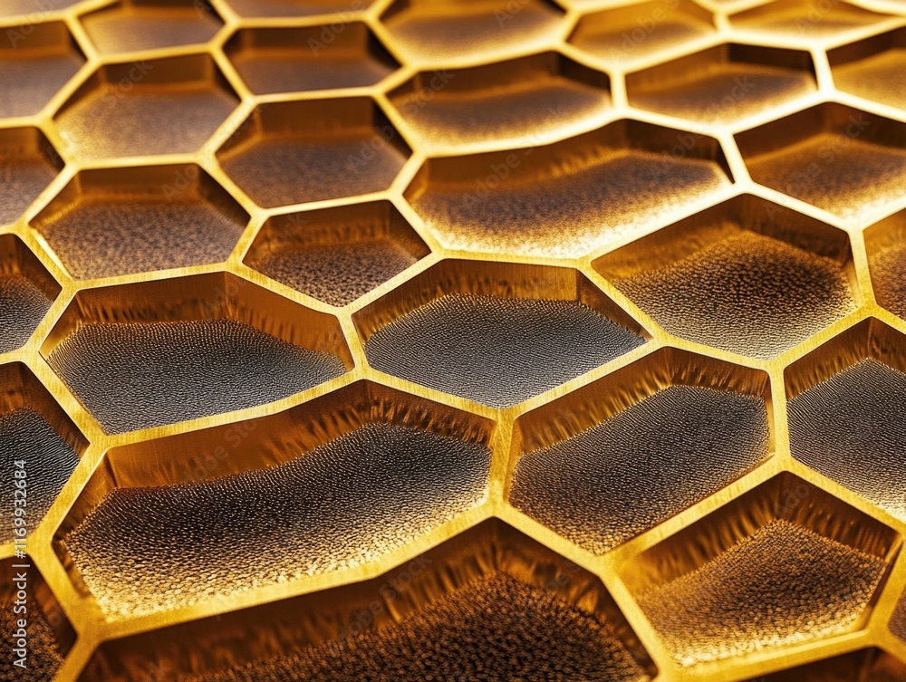 Aufkleber gold and black pattern that resembles a honeycomb. the texture of the pattern is rough and grainy, g