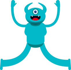 Monster Character Relaxing and Jumping Illustration
