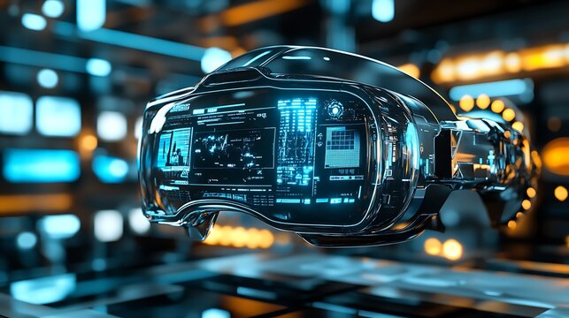 Futuristic Head Mounted Display Shows Advanced Technology