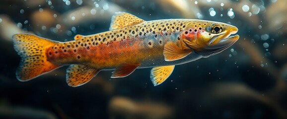 Fototapeta premium Vibrant Brown Trout in Crystal Clear Water