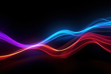 Dynamic light waves abstract background digital art dark environment vibrant colors