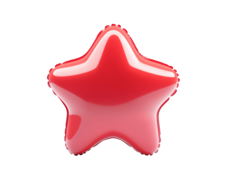 Shiny red star graphic for creative projects.
