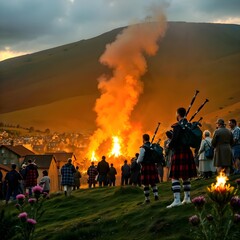 fire in the sky to celebrate Up Helly Aa